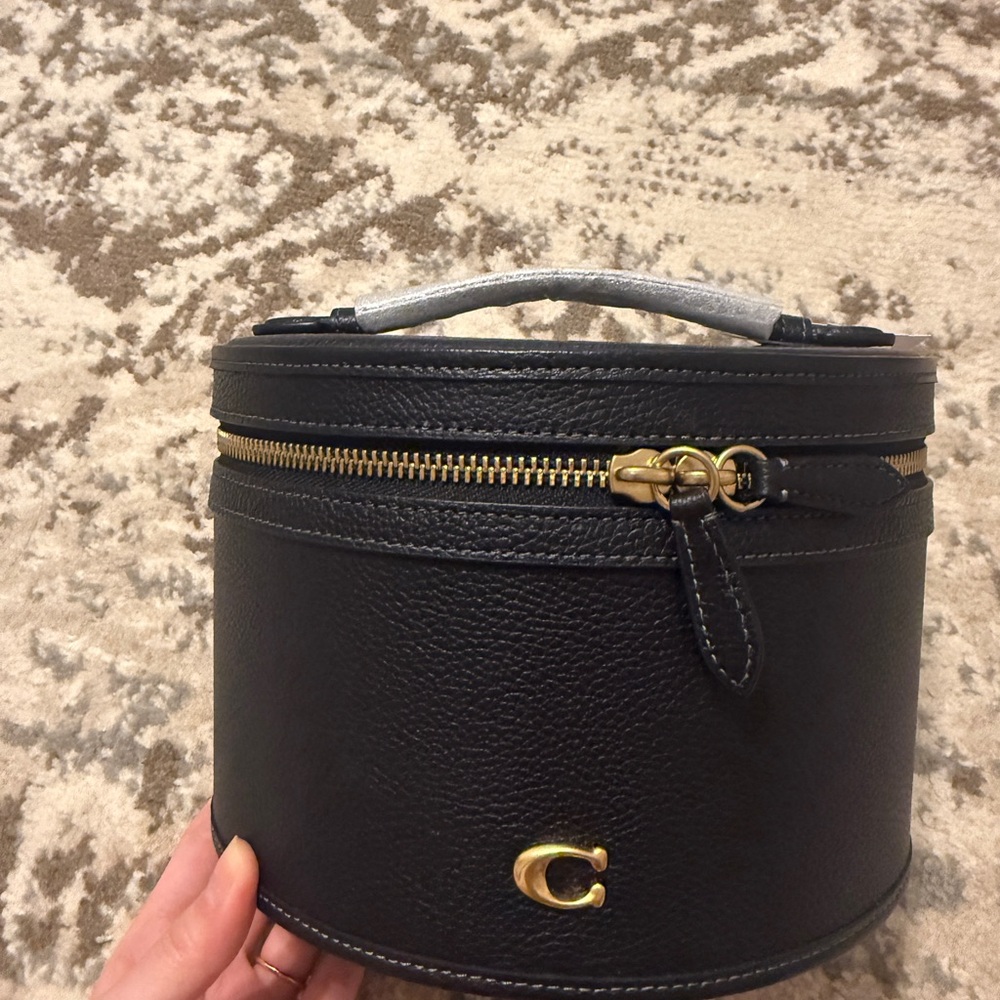 Black Leather Coach Vanity Bag